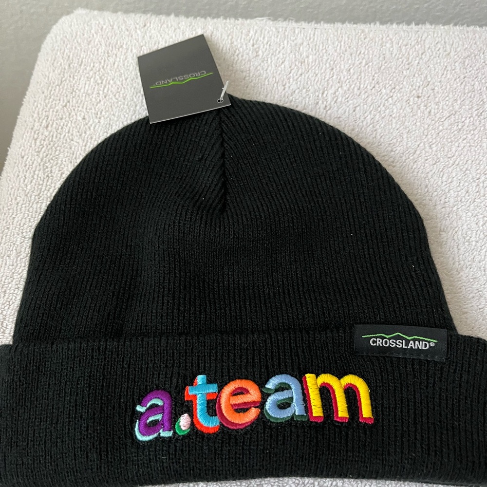 New Black Beanie with Colorful Embroidery